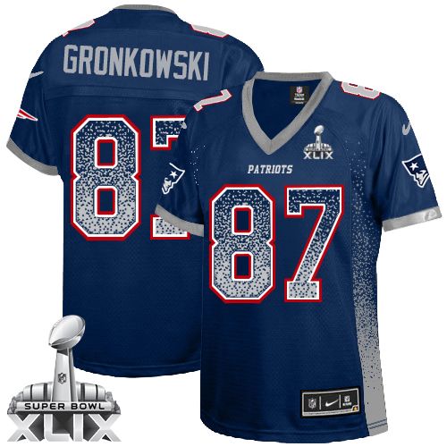 Women's Elite Rob Gronkowski Super Bowl XLIX Nike Jersey Navy Blue - #87 Drift Fashion NFL New England Patriots